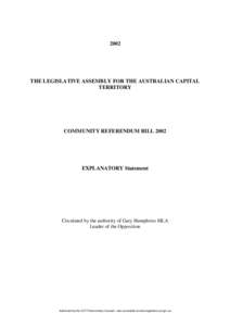 2002  THE LEGISLATIVE ASSEMBLY FOR THE AUSTRALIAN CAPITAL TERRITORY  COMMUNITY REFERENDUM BILL 2002