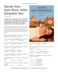 the AVOCABO VOCABULARY SERIES  Words from Jean Rhys’ Wide Sargasso Sea Avocabo Wordlist 97