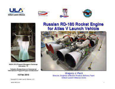 Russian RD-180 Rocket Engine for Atlas V Launch Vehicle