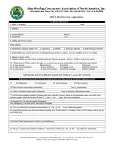 Slate Roofing Contractors Association of North America, Inc. Membership Application