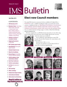 Volume 43 • Issue 3  IMS  Bulletin April/May 2014
