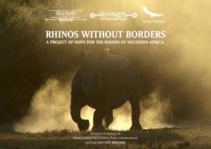 RHINOS WITHOUT BORDERS A PROJECT OF HOPE FOR THE RHINOS OF SOUTHERN AFRICA. Executive Summary by Dereck Joubert (CEO Great Plains Conservation) and Joss Kent (CEO &Beyond)