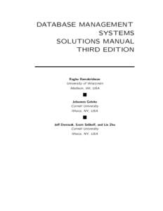 DATABASE MANAGEMENT SYSTEMS SOLUTIONS MANUAL THIRD EDITION  Raghu Ramakrishnan