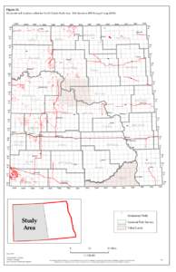 Figure 24.  Horizontal well locations within the North Dakota Study Area. Well data from IHS Energy Group[removed]102W