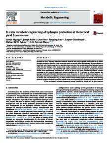 Metabolic Engineering[removed]–77  Contents lists available at ScienceDirect Metabolic Engineering journal homepage: www.elsevier.com/locate/ymben