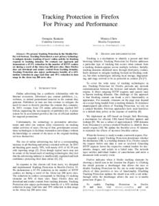 Tracking Protection in Firefox For Privacy and Performance Monica Chew Georgios Kontaxis Columbia University