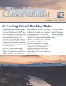 Idaho Conservation League Volume XVIII • Number 1 • April, 2015 Protecting Idaho’s Drinking Water  Snake River / ICL Artist in Residence Peter Lovera