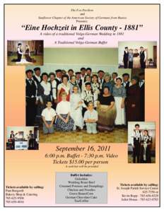 The Fox Pavilion and Sunflower Chapter of the American Society of Germans from Russia Presents:  “Eine Hochzeit in Ellis County”