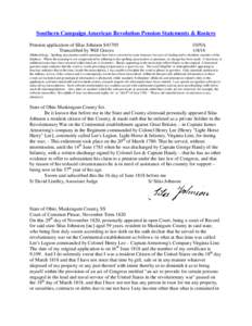 Southern Campaign American Revolution Pension Statements & Rosters Pension application of Silas Johnson S41705 Transcribed by Will Graves f10VA[removed]
