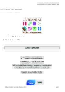 Avis	de	Course	Transat	AG2R	LA	MONDIALE	2018	  AVIS	de	COURSE 
