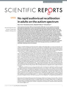 www.nature.com/scientificreports  OPEN No rapid audiovisual recalibration in adults on the autism spectrum