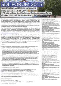 SDL FORUM 2015 Specification and Design Languages in the Context of Smart City 17th International Specification and Design Languages Forum October 12th–14th Berlin, Germany