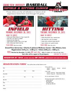 Grand View university  Baseball I n f ie ld & Hi tti ng Clinics These clinics are for all infielders or hitters of all