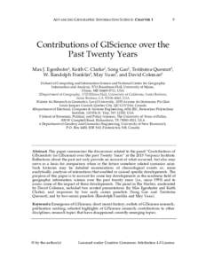 ADVANCING  GEOGRAPHIC  INFORMATION  SCIENCE:  CHAPTER  1      9    Contributions of GIScience over the