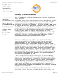 Voluntary Action History Society: Paper - Spirit of friendly rivalry?  :45 PM Voluntary Action History Society