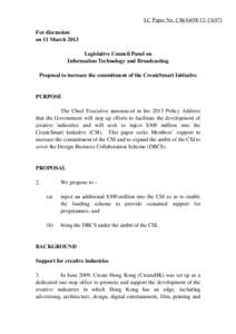 LC Paper No. CB[removed])  For discussion on 11 March 2013 Legislative Council Panel on Information Technology and Broadcasting