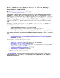 Archive of MDEQ Information Related to Review of the University of Michigan Dioxin Exposure Study (UMDES)