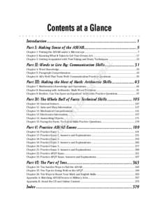Contents at a Glance Introduction ................................................................................ 1 Part I: Making Sense of the ASVAB............................................... 5 Chapter 1: Putting t