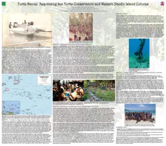 Turtle Dance: Negotiating Sea Turtle Conservation and Western Pacific Island Cultures Jessy James Hapdei1 and Tammy Mae Summers2 1 2  Jessy’s Tag Services, P.O. Box, MP, 96950, CNMI, USA