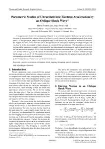 Plasma and Fusion Research: Regular Articles  Volume 9, Parametric Studies of Ultrarelativistic Electron Acceleration by an Oblique Shock Wave∗)