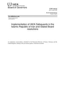 Implementation of IAEA Safeguards in the Islamic Republic of Iran and related Board resolutions