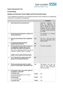 Equality Impact Assessment Tool