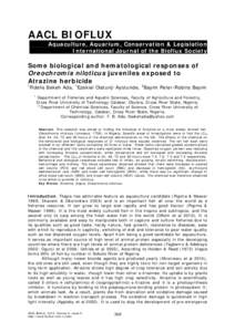 AACL BIOFLUX Aquaculture, Aquarium, Conservation & Legislation International Journal of the Bioflux Society Some biological and hematological responses of Oreochromis niloticus juveniles exposed to