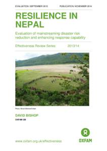 EVALUATION: SEPTEMBERPUBLICATION: NOVEMBER 2014 RESILIENCE IN NEPAL