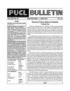 PUCL BULLETIN Vol. XXX, No. 06 ISSNInside: