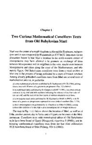 Chapter 1  Two Curious Mathematical Cuneiform Texts