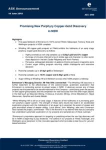 ASX Announcement 14 June 2018 ASX: ERM  Promising New Porphyry Copper-Gold Discovery