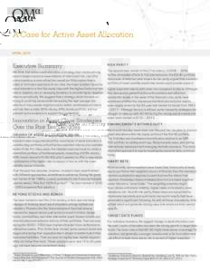 A Case for Active Asset Allocation APRIL 2014 Executive Summary  RISK PARITY