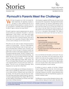 Stories December 6, 2003 Submitted by Plymouth  Plymouth’s Parents Meet the Challenge