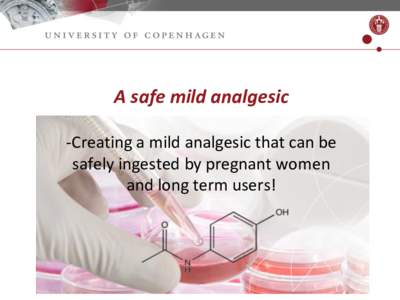 A safe mild analgesic -Creating a mild analgesic that can be safely ingested by pregnant women and long term users!  Number of DDD (pr. Day prinhabitant)