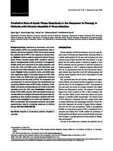 Gut and Liver, Vol. 7, No. 1, January 2013, pp[removed]ORiginal Article Predictive Role of Acute Phase Reactants in the Response to Therapy in Patients with Chronic Hepatitis C Virus Infection