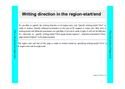 Writing direction in the region-start/end  The region start and end of this page is made in vertical mode by specifying writing-mode=