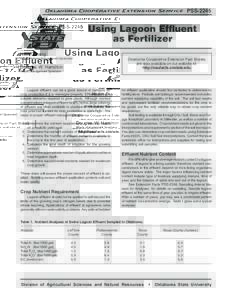 Oklahoma Cooperative Extension Service  PSS-2245 Using Lagoon Effluent as Fertilizer