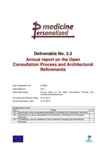 Deliverable No. 3.3 Annual report on the Open Consultation Process and Architectural Refinements  Grant Agreement No.:
