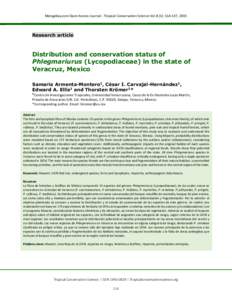 Mongabay.com Open Access Journal - Tropical Conservation Science Vol.8 (1): , 2015  Research article Distribution and conservation status of Phlegmariurus (Lycopodiaceae) in the state of