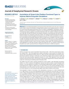 PUBLICATIONS Journal of Geophysical Research: Oceans RESEARCH ARTICLE2017JC013490 Key Points:  Assimilation of phytoplankton