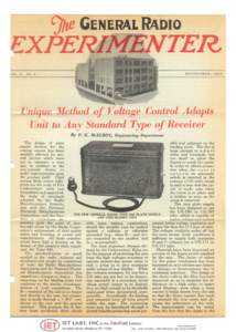 Unique Method Of Voltage Control Adapts Unit To Any Standard Type Of Receiver - GenRad Experimenter Sept 1927
