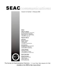 SEACcommunications Volume 16, Number 1, February 2000 Editor Debra R. Rolison Surface Chemistry, Code 6170