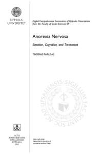 Anorexia Nervosa: Emotion, Cognition and Treatment