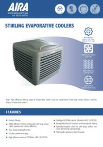 www.aira.com.au[removed]STIRLING EVAPORATIVE COOLERS High Efficiency