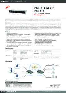 TDM Series - Managed T1 TDM over IP  IPM-T1, IPM-2T1 IPM-4T1 T1/2T1/4T1 over Ethernet Web Management