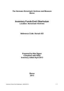 Inventory Fonds Emil Oberholzer