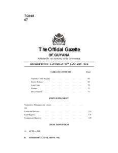 The Official Gazette OF GUYANA Published by the Authority of the Government