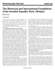 World Socialist Web Site  wsws.org The Historical and International Foundations of the Socialist Equality Party (Britain)