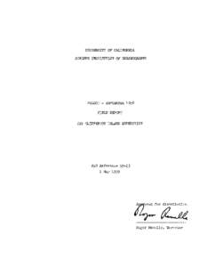 UNIVERSITY OF CALilroRNIA SCRIPPS INSTITUTION OF OCEANOGRAPHY AUGUST - SEPTEMBER  J.958