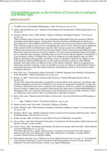 Bibliography on the Problem of Universals in the Middle Ages